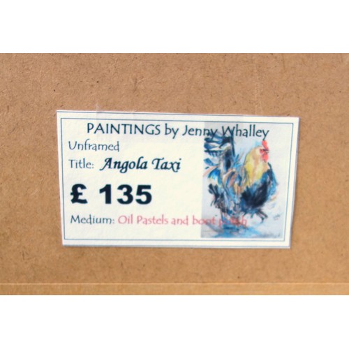 411 - Jennifer Whalley (20th/21st Century), ''Angola Taxi'', oil, pastels and boot polish on paper, signed... 