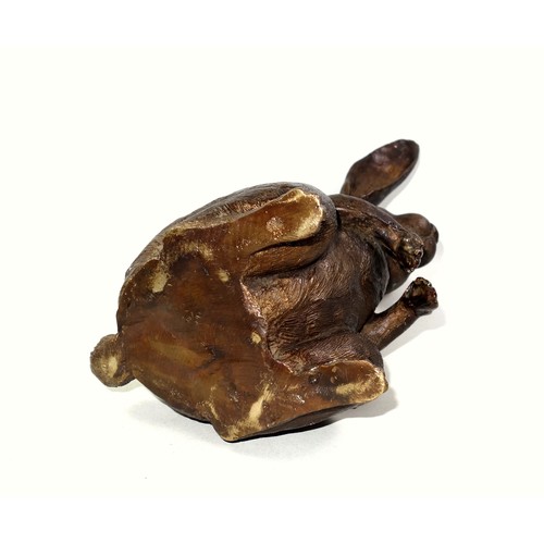 416 - A bronzed sculpture of a hare sat upright on hind legs, 20th century, unsigned, 41.5cm high.