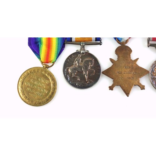 499 - Trio of George V medals awarded to 7158 Pte. J. Hooker, Hamps. R., comprising the 1914 