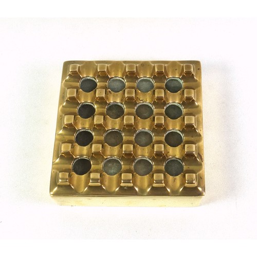 526 - Beck and Jung style brass ashtray, 16 holes, 14cm square