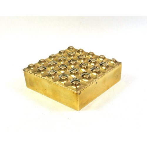 526 - Beck and Jung style brass ashtray, 16 holes, 14cm square