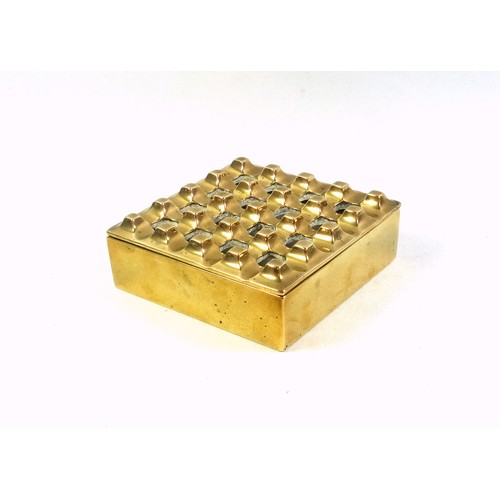 526 - Beck and Jung style brass ashtray, 16 holes, 14cm square