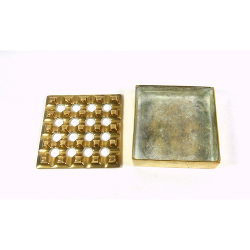 526 - Beck and Jung style brass ashtray, 16 holes, 14cm square