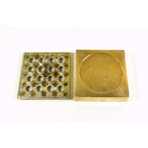 526 - Beck and Jung style brass ashtray, 16 holes, 14cm square