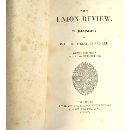 549 - [Bindings]. The Union Review, A Magazine of Catholic Literature and Art, 13 vols., pub. J. T. Hayes,... 