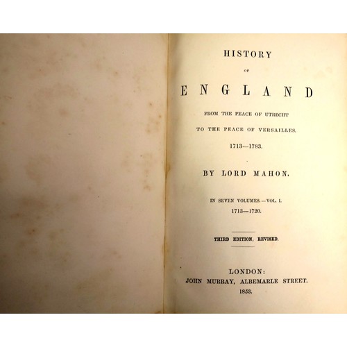 556 - [Bindings]. Mahon (Lord). History of England from the Peace of Utrecht to the Peace of Versailles, i... 