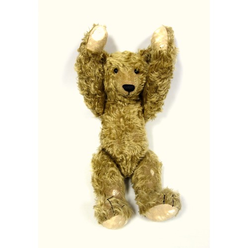 131 - Large Mohair Teddy Bear, with back hump, and growler (working but hesitant), some splits, H. 55 excl... 