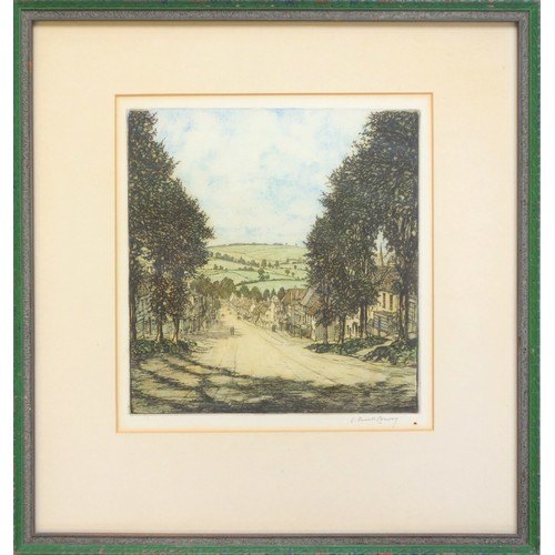 18 - L Russell Conway (b.1882), Burford High Street, etching in colours, pencil signed by the artist in t... 