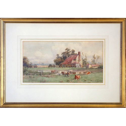 51 - Henry Sykes (British, 1855-1921), 'Farmhouse with Cattle and Poultry', watercolour, signed lower rig... 