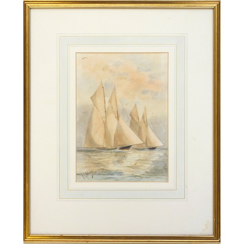 63 - William E Atkins (British, 1842-1910), Yachts at sea, watercolour, signed and dated '08' lower left,... 