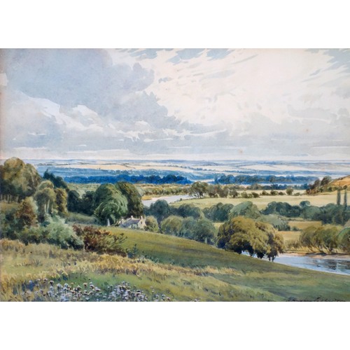 68 - Henry Hughes-Richardson (1882-1964), 'In the valley of the Thames', watercolour, signed lower right,... 