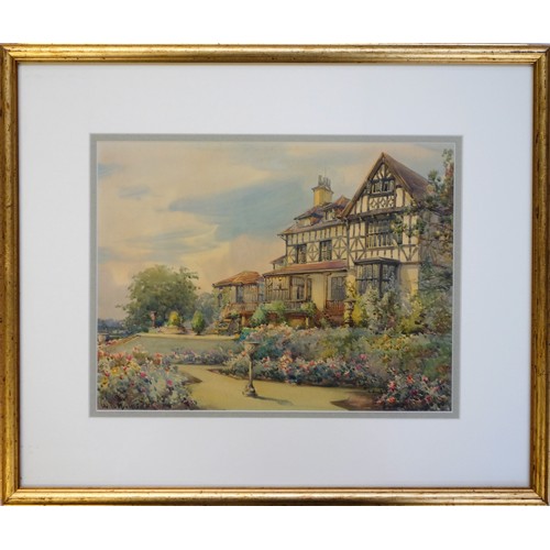 73 - English Country house, watercolour, signed indistinctly and dated 1915 lower left, frame 40.5 x 48cm... 