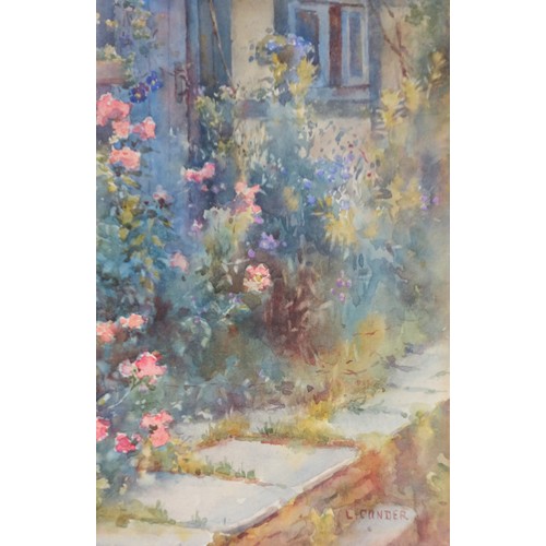 75 - Helen Louise Conder (1861-1946), The cottage door, watercolour, signed 'L Conder' lower right, frame... 