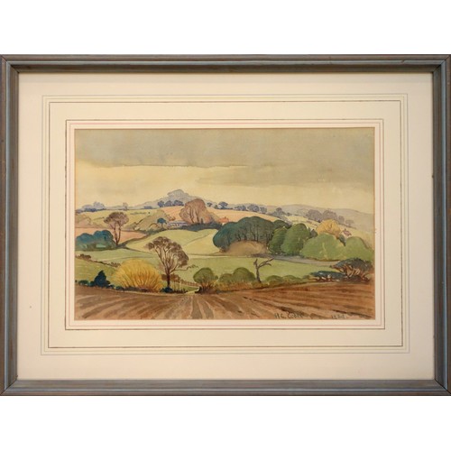 79 - Henry George Cogle (1875-1957), View of the Mendip Hills, watercolour, signed and dated 1934, frame ... 