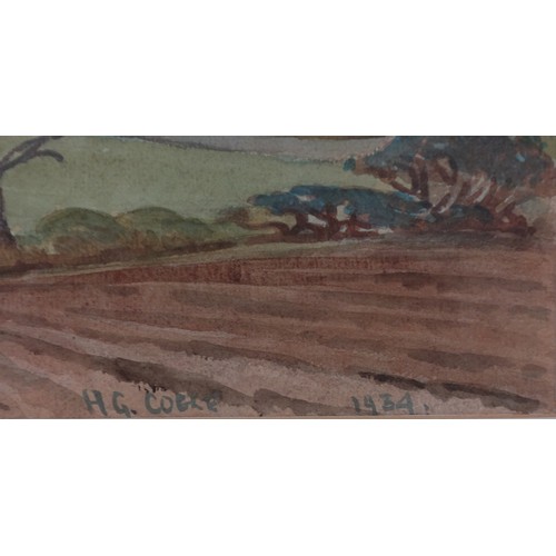 79 - Henry George Cogle (1875-1957), View of the Mendip Hills, watercolour, signed and dated 1934, frame ... 