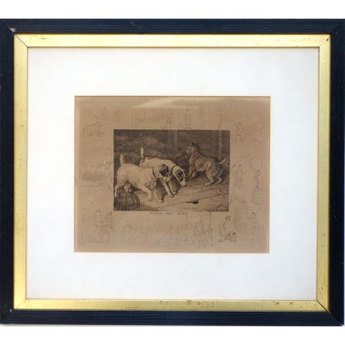 86 - Frank Paton (1856-1909), 'Rough and ready', etching, signed, frame 40.5 x 45.5cm, and an engraving o... 