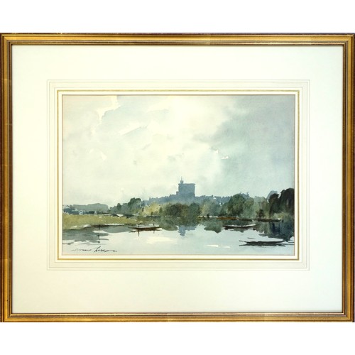 92 - Edward Wesson (British, 1910-1983), 'Upstream from Windsor', watercolour, signed, in gilt frame, gal... 