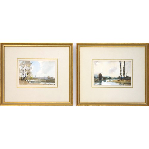 93 - Edward Wesson (British, 1910-1983), Two british landscape scenes, watercolour, signed, in gilt frame... 