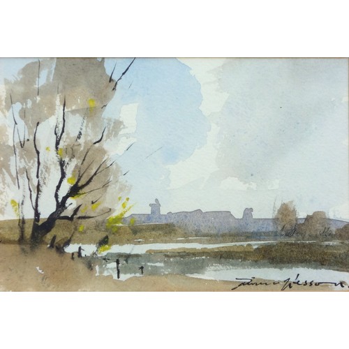 93 - Edward Wesson (British, 1910-1983), Two british landscape scenes, watercolour, signed, in gilt frame... 