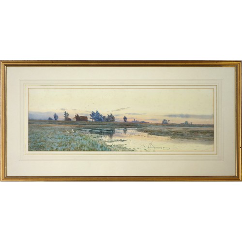 97 - Arthur Anderson Fraser (British, 1861-1904), 'A Fenland Homestead - Above Ely', watercolour, signed ... 