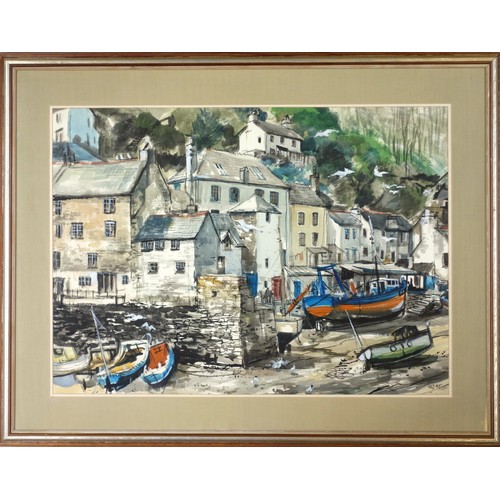 112 - Charles Bone (British, b.1926), English fishing village scene, watercolour, signed 'BONE' lower righ... 