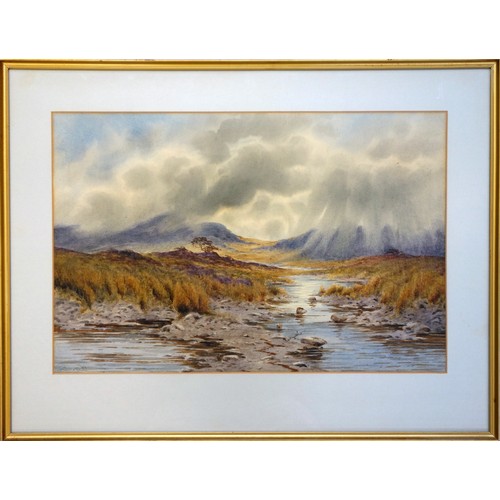 195 - S. E. Hall, Scottish, c. 1930, landscape scene, watercolour, signed lower left, frame: 53 x 69.5cm, ... 