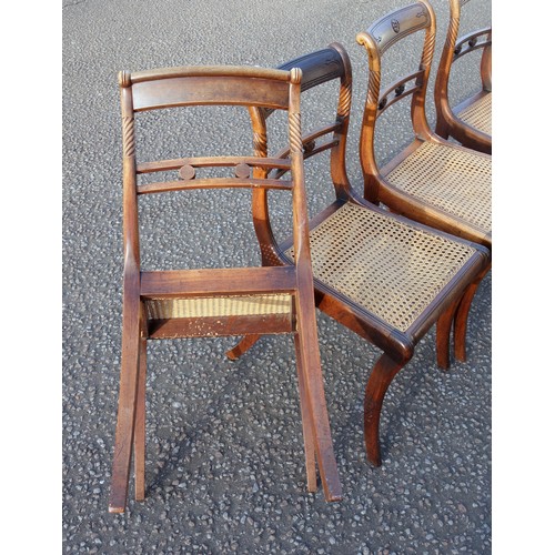 226 - Set of 4 Regency style mahogany chairs, each with carved rosette top rail and horizontal splat, and ... 