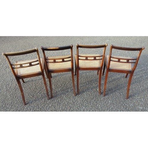 226 - Set of 4 Regency style mahogany chairs, each with carved rosette top rail and horizontal splat, and ... 