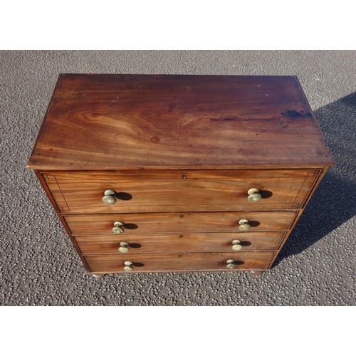 227 - George IV mahogany secretaire chest, the top drawer with an inlaid fall front enclosing 9 satinwood ... 