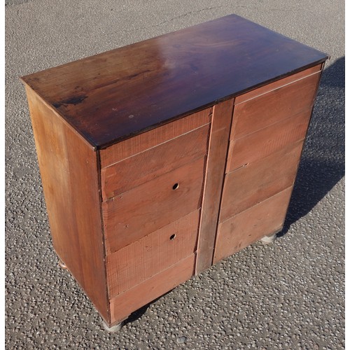 227 - George IV mahogany secretaire chest, the top drawer with an inlaid fall front enclosing 9 satinwood ... 