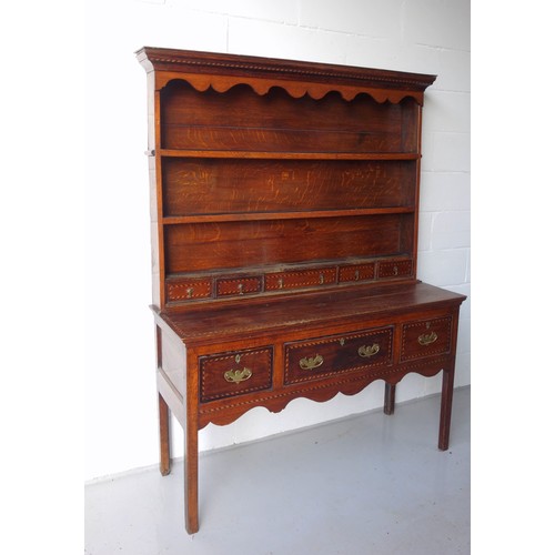 233 - George III oak dresser with inlaid 