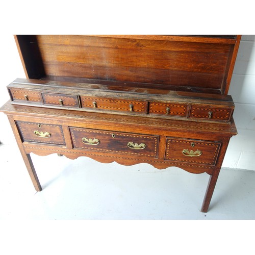 233 - George III oak dresser with inlaid 