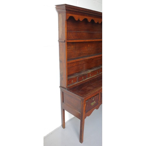 233 - George III oak dresser with inlaid 