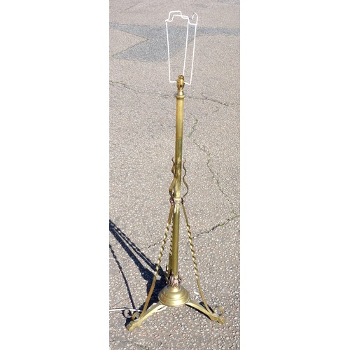 273 - Anglepoise lamp, and an Edwardian brass oil lamp standard on 3 scroll feet, adapted to electricity, ... 