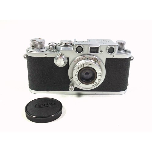 296 - Leica IIIf Black Dial 35mm Rangefinder Camera, chrome body, serial number 544826, 1951, with an Elma... 