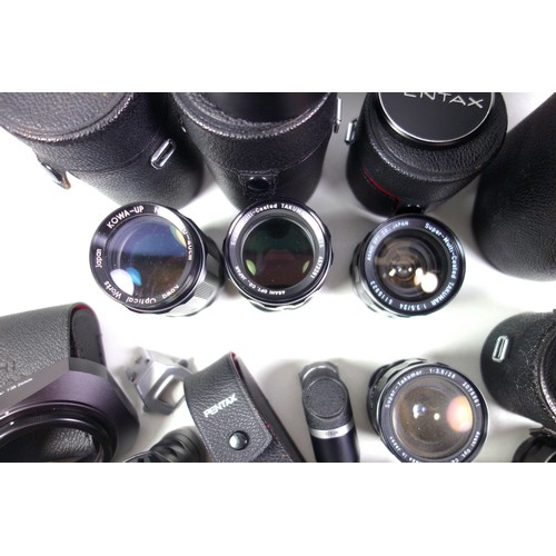 302 - 8 Pentax M42 Screw Thread lenses, including 24mm 3.5, 105mm 2.8, 300mm 6.3; 2 Pentax K lenses, compr... 