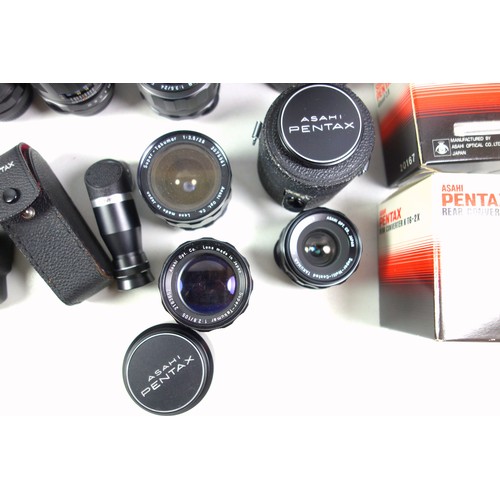 302 - 8 Pentax M42 Screw Thread lenses, including 24mm 3.5, 105mm 2.8, 300mm 6.3; 2 Pentax K lenses, compr... 