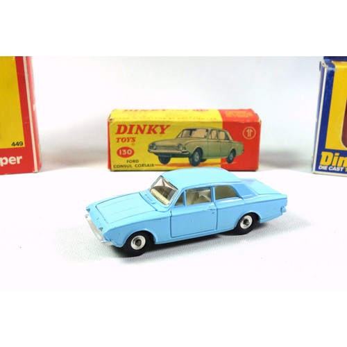 324 - Dinky Toys diecast Ford Consul Corsair, light blue with cream interior, 130; Johnston Road Sweeper, ... 