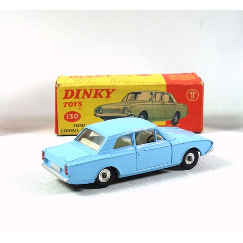 324 - Dinky Toys diecast Ford Consul Corsair, light blue with cream interior, 130; Johnston Road Sweeper, ... 