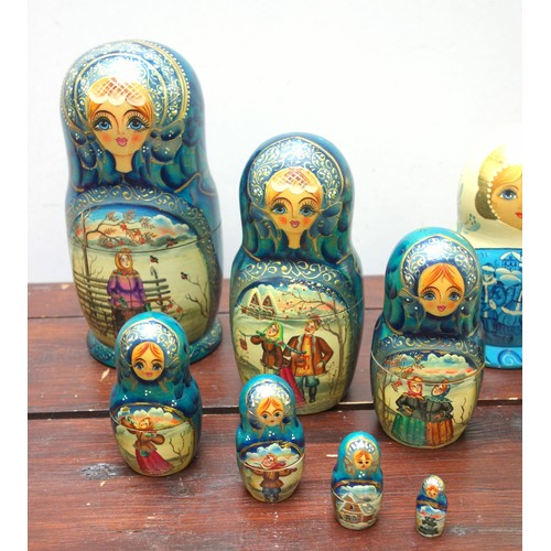 343 - Russian Matryoshka set of 10 dolls painted with Past Leaders of Russia including Yeltsin, Gorbachev,... 