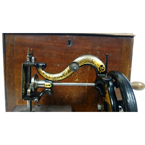 345 - Victorian Agenoria sewing machine, by The Franklin Sewing Machine Company, Birmingham, with ebonised... 