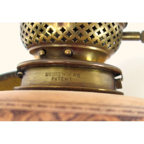 277 - Victorian brass oil lamp with Hinks's, Benetfink & Co. No.2 Duplex control, fluted glass fount, on a... 