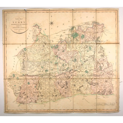 368 - Cary (John). New Map of Surry (sic.), hand coloured in outline, pub. J. Cary, 181 Strand, (London), ... 