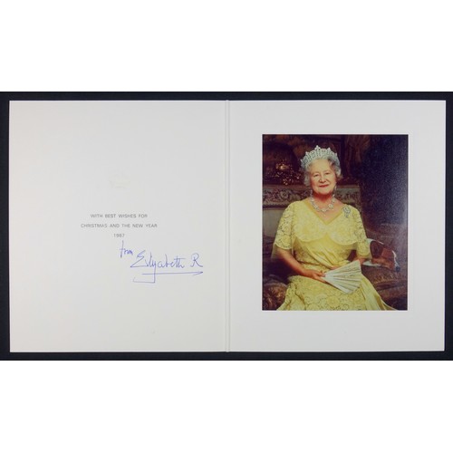 389 - H.M. Queen Elizabeth The Queen Mother, signed Christmas and New Year cards dating from 1983 to 1989,... 