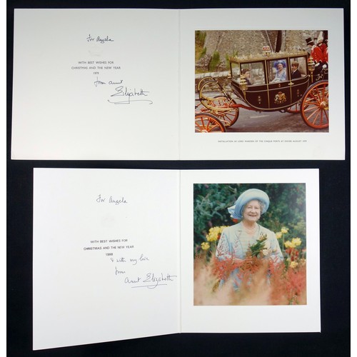 391 - H.M. Queen Elizabeth The Queen Mother, signed Christmas and New Year cards: dated 1979 with hand-wri... 