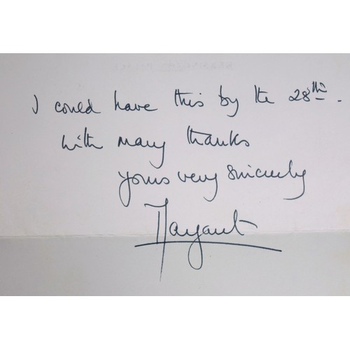 433 - H.R.H. The Princess Margaret handwritten letter on Kensington Palace headed notepaper bearing the pr... 