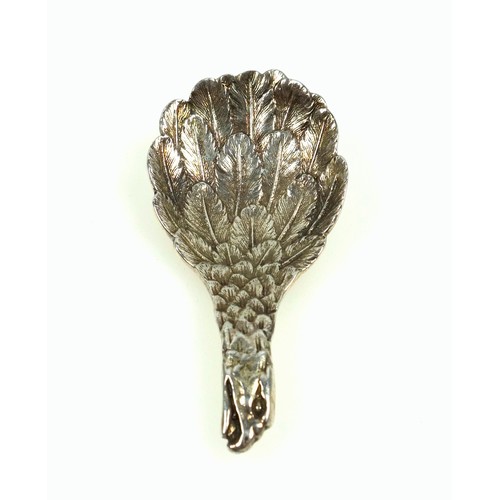 449 - QEII silver caddy spoon cast with a winged bowl and eagle's head handle, a reproduction of the eagle... 