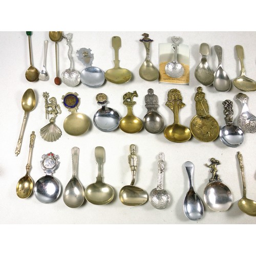 460 - Collection of caddy spoons in various metals including 3 for the Coronation of George VI and 1 for E... 