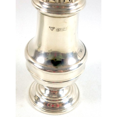 471 - Silver baluster sugar caster, by Garrard & Co., Birmingham, 1973, H.17cm; sauceboat, by A J Zimmerma... 