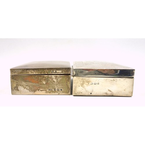 495 - George V silver presentation cigarette box with engine turned decoration and cedar interior, Birming... 